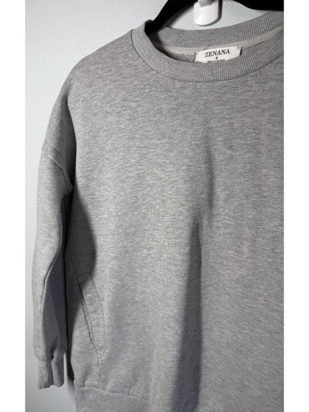 Zenana Womens Small Gray Sweatshirt Crewneck Pullover Cozy Pockets Lounge Casual - Picture 3 of 12